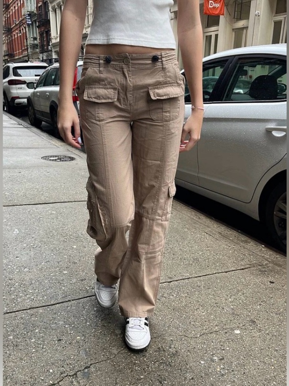 Brandy Melville Light Brown Kim Cargo Pants from John Galt One Size